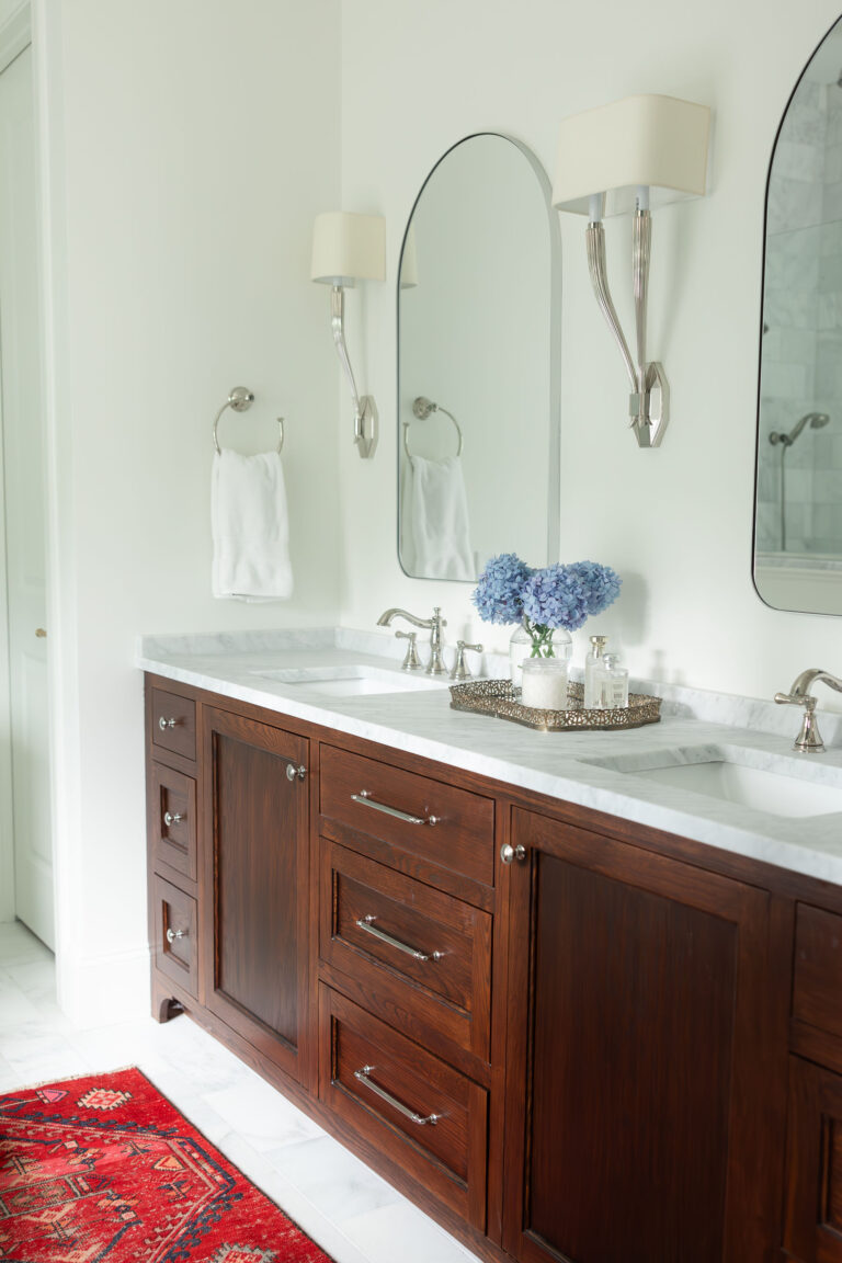 Warm Classic Primary Suite Bathroom | Twin Construction
