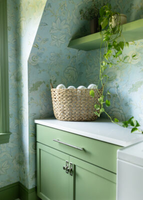 Green and Gold Laundry Room | Twin Construction