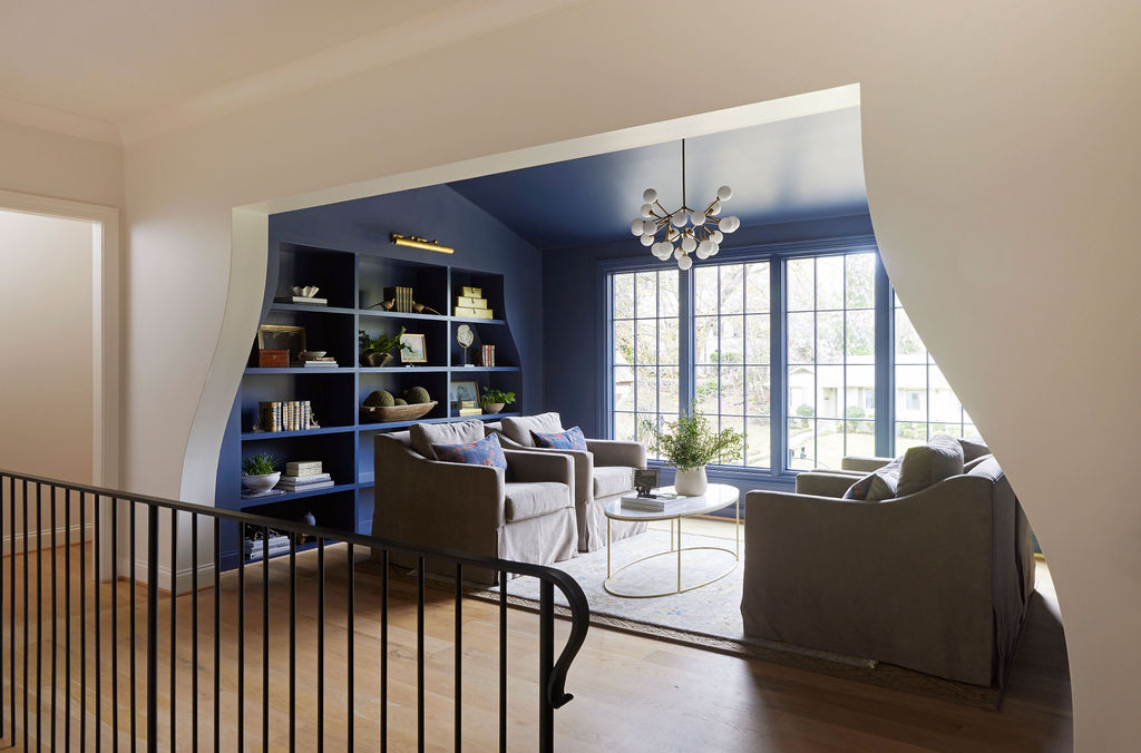 Upstairs Library with curvilinear arches | Twin Construction 